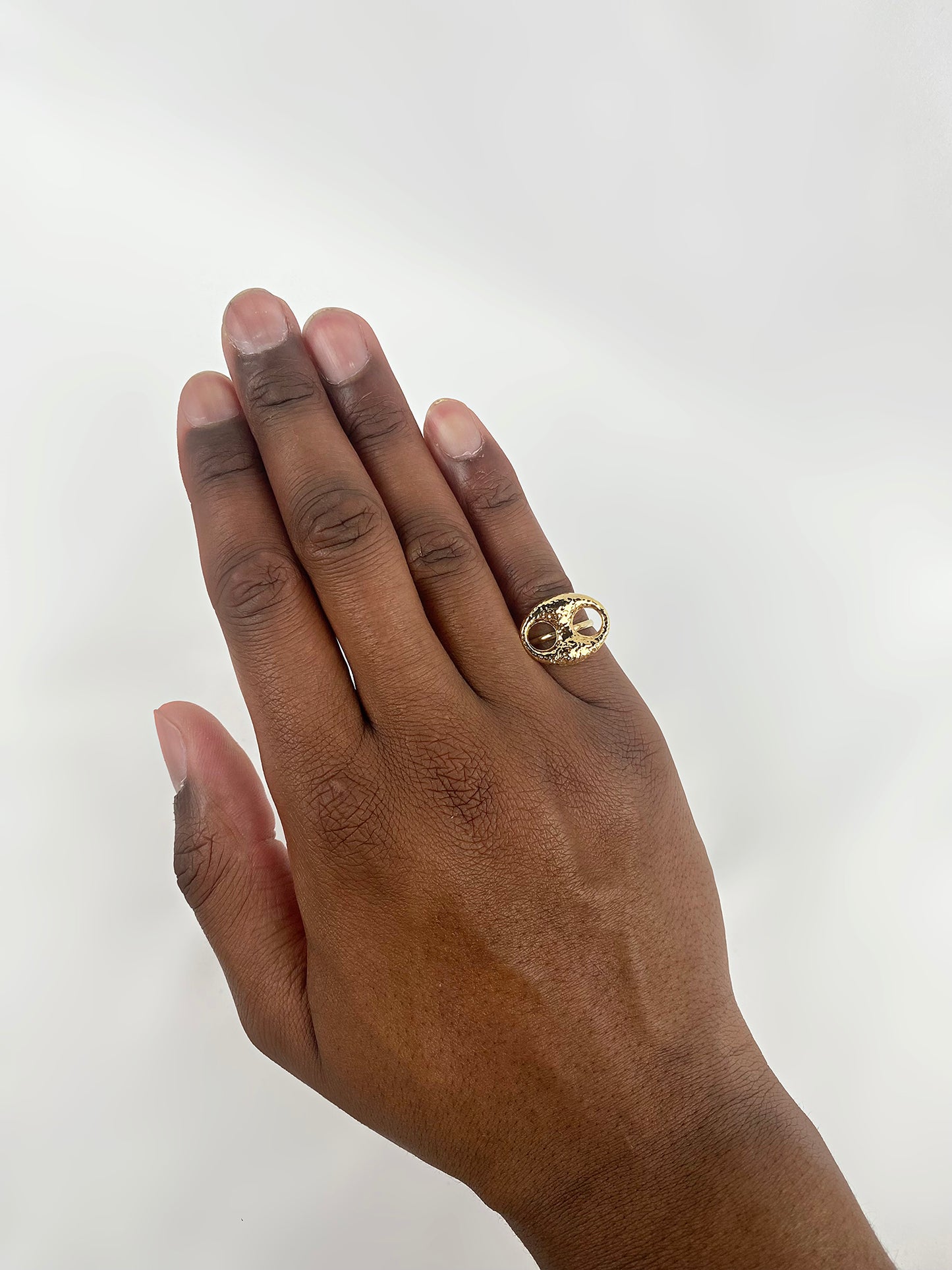 Bague café martelé M
