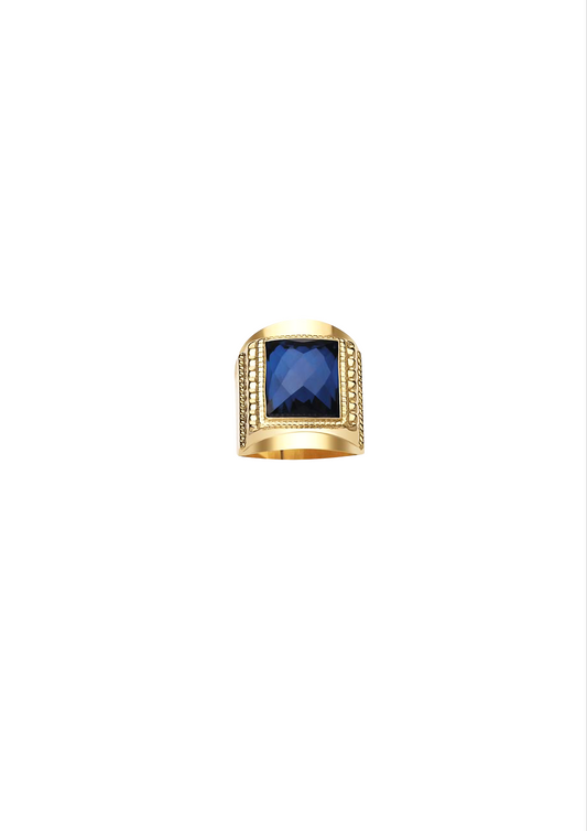 Chevalière bleu ciselé
