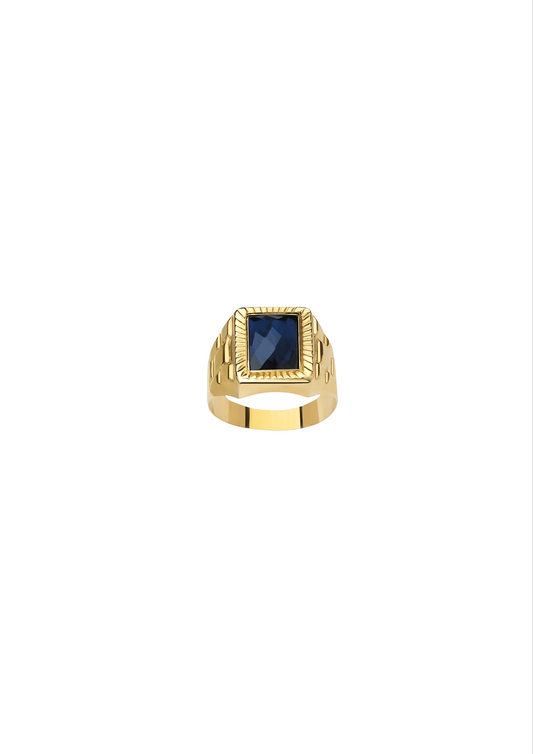 Chevalière oxyde bleu
